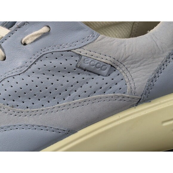 ECCO Casual Soft Leather Sneakers Womens 10 Dusty Blue Walking Athleisure - Picture 3 of 16